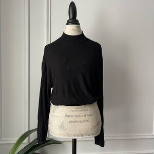 Garage black cropped mock neck long sleeve sweater